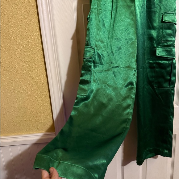 a new day Emerald Satin Wide-Leg Cargo Pants - Picture 3 of 12
